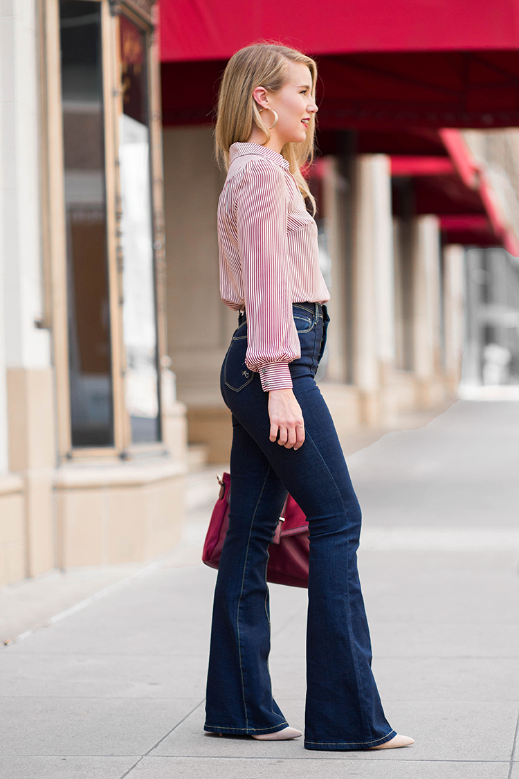 high-waisted flare jeans