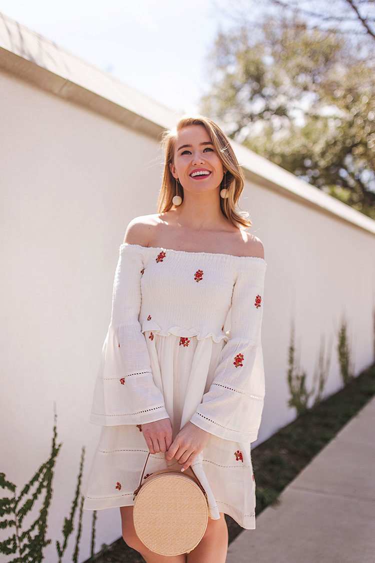 embroidered off the shoulder free people dress