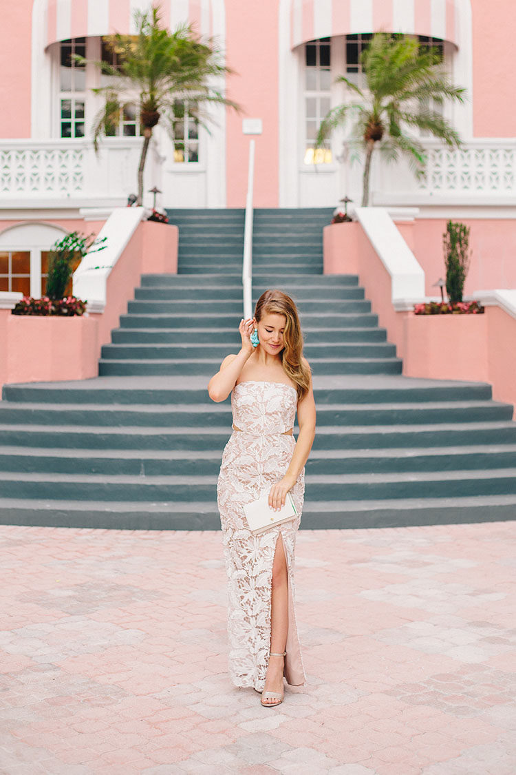 prom dress inspiration, bloomingdale's prom dress, prom dress, white lace evening gown, turquoise earrings, aidan mattox gown