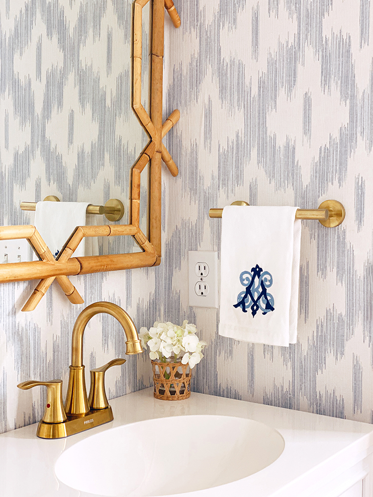 WHITE MONOGRAMMED HAND Towel-double Initial Powder Room 